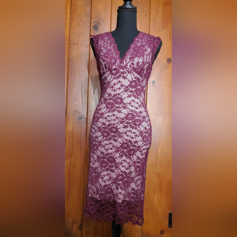 Merlot and Blush Lace Dress- Speachless